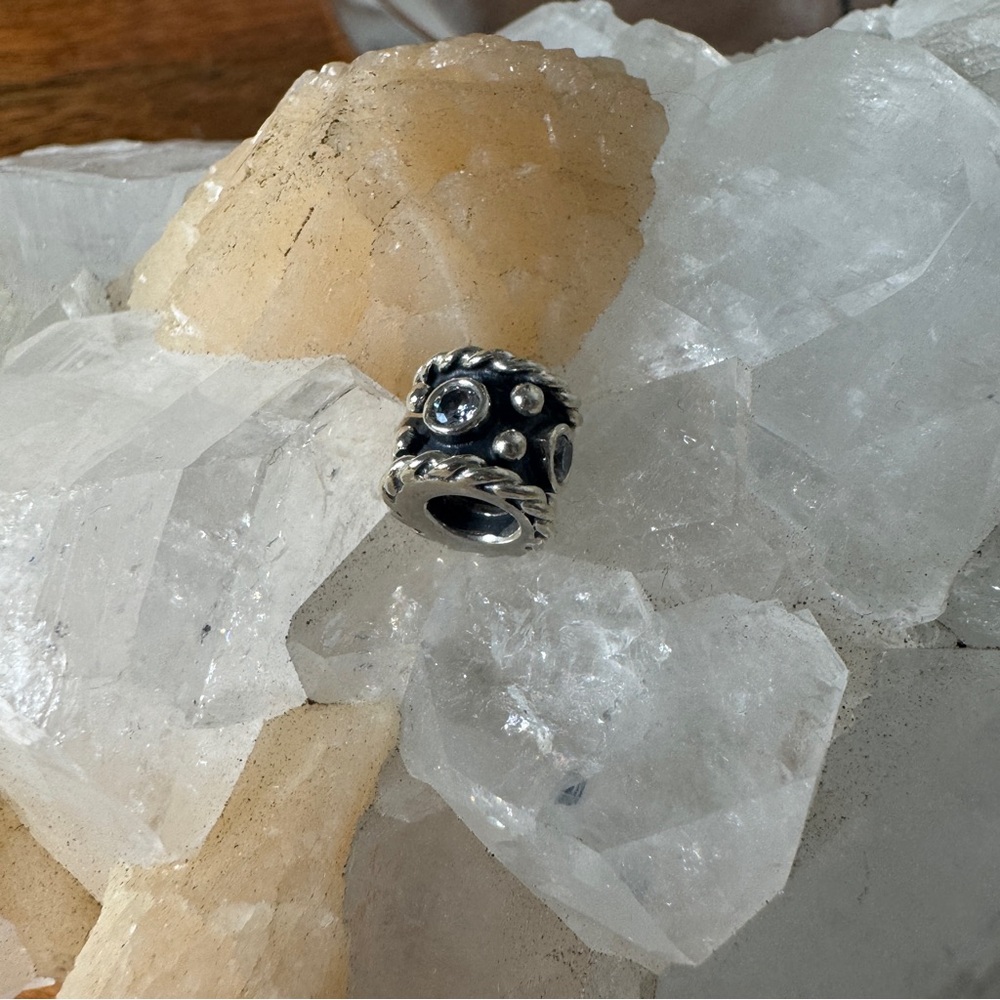 Pandora Authentic Silver Oxy Crown Charm with Clear CZ Stones